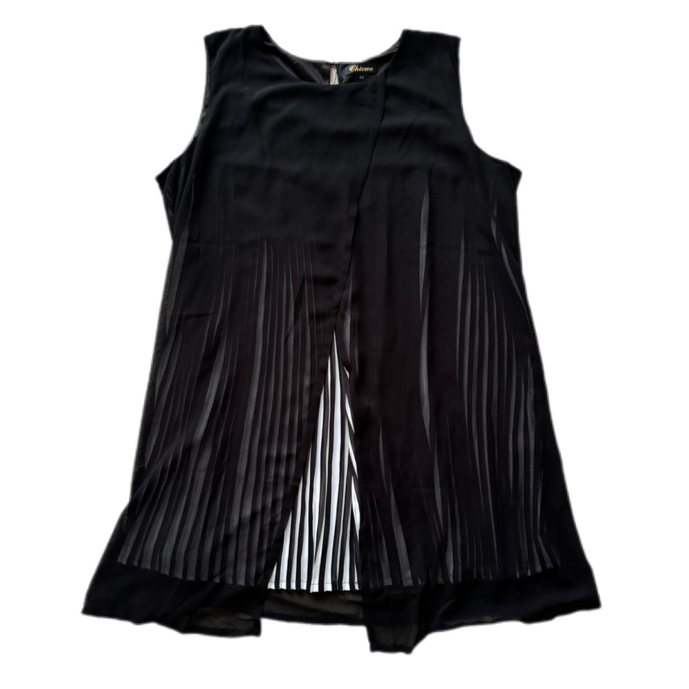 ChicWe Size 2X sleeveless dress stripes formal layered flowy airy Like New